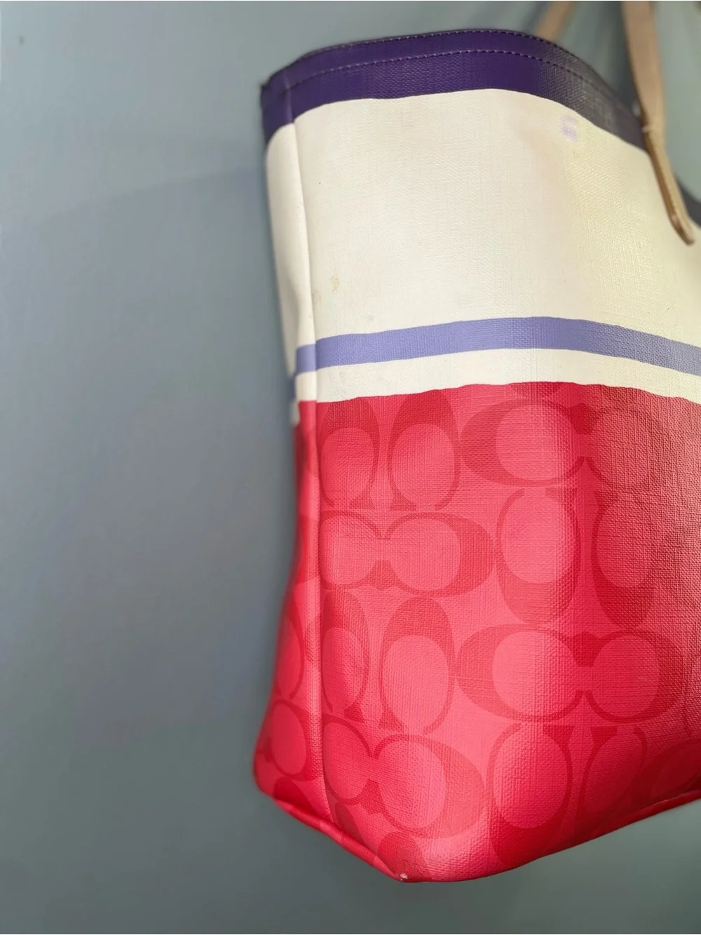 Coach Legacy Weekend Signature Painted Stripe Large Tote